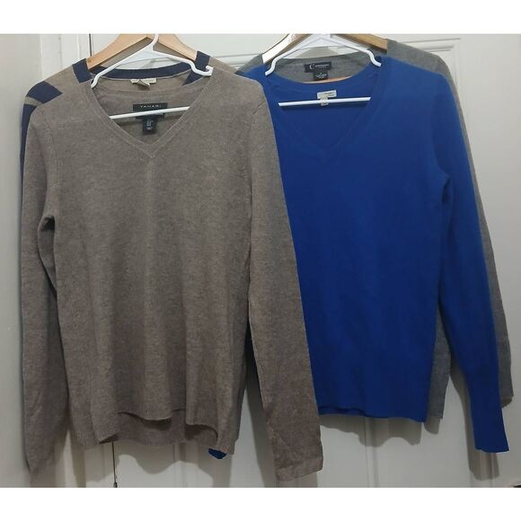 White Warren halogen saks womens medium 100% cashmere 2ply sweater lot of 5 - Picture 3 of 6